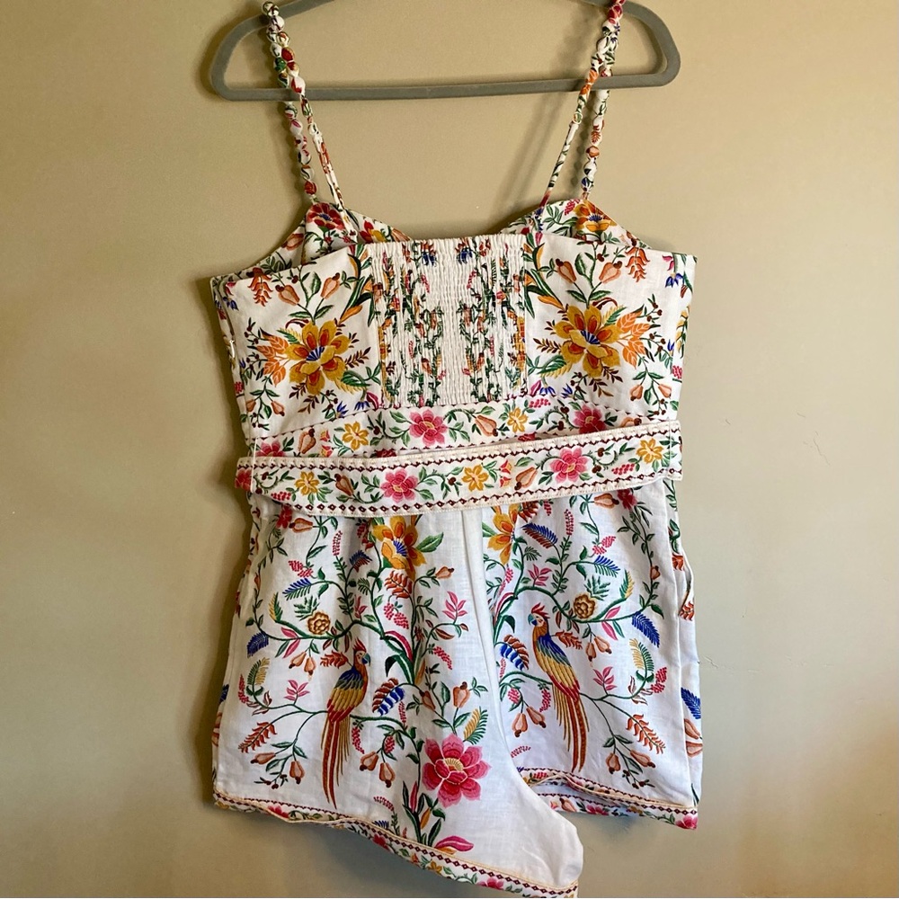 NEW FARM Rio Off-White Delicate Forest Euroflax™ Premium Linen Romper Size XL - Picture 13 of 16